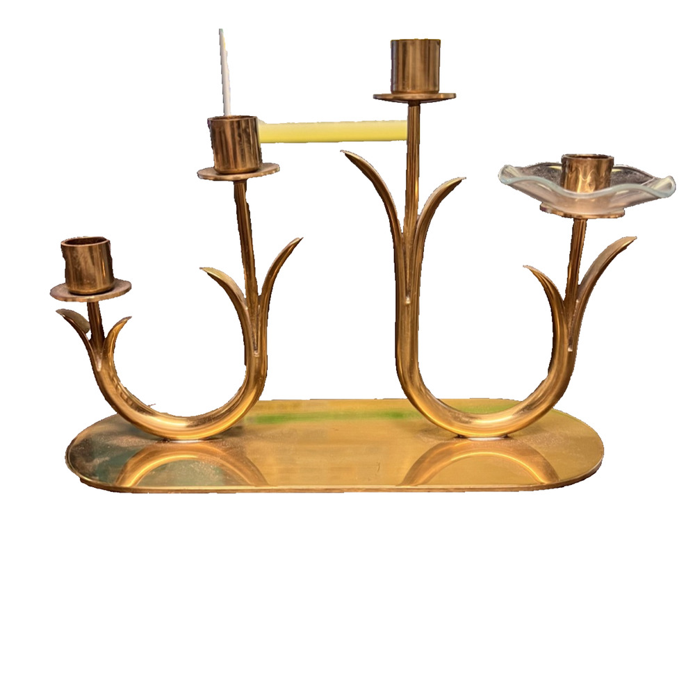 Usta Mettall of Sweden Bras 4 Candlestick Holder Floral